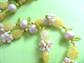 Mod 1960s Necklace Yellow Fruit Salad  Flower Daisies Summer Vintage Costume Jewelry Twiggy Go Go