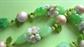 Mod 1960s Necklace Green Fruit Salad  Daisy Flowers Vintage Costume Jewelry Twiggy Go Go