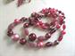 Vintage Art Glass Bead Choker Necklace Japan Raspberry Swirl Plus Earrings and Flower Pin Costume Jewelry Desatsh