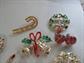 Christmas Pin Jewelry Lot Tree Candy Candle  Bells Wreath Holiday Brooch