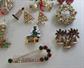 Christmas Pin Jewelry Lot Tree Candy Candle  Bells Wreath Holiday Brooch