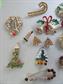 Christmas Pin Jewelry Lot Tree Candy Candle  Bells Wreath Holiday Brooch