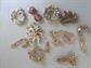 Christmas Pin Jewelry Lot Tree Candy Candle  Bells Wreath Holiday Brooch