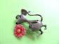 Anthropomorphic Pin Mod Gray Mouse Holding Flower JJ Jonette Enameled Vintage Costume Jewelry Figural