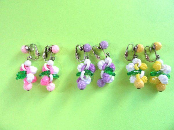 Vintage Fruit Salad Earrings Hong Kong Color Choice 1960's Jewelry