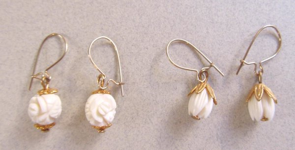 Vintage Bone Pierced Earrings Wedding Jewelry