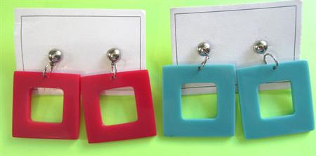 1980's Mod Style Square Lucite Earrings Old Stock Never Worn '80's Accessories Vintage Costume Jewelry