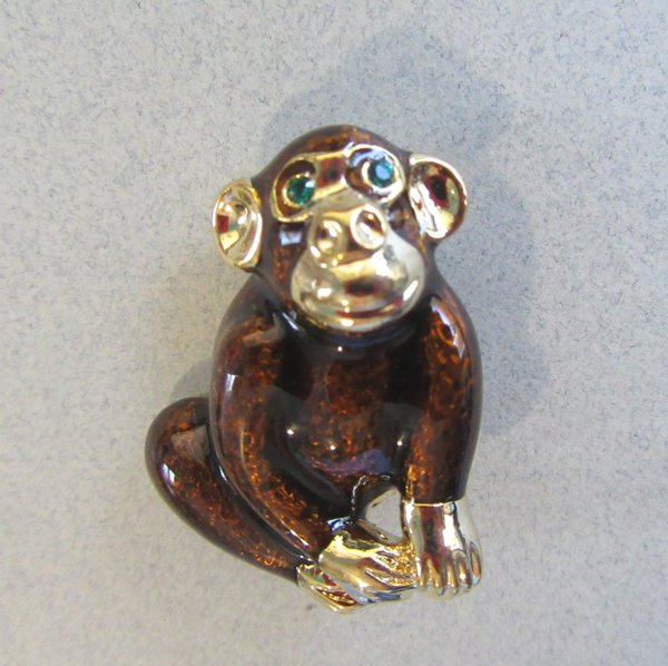 Vintage Monkey Pin Chimp Chimpanzee Never Worn Figural 