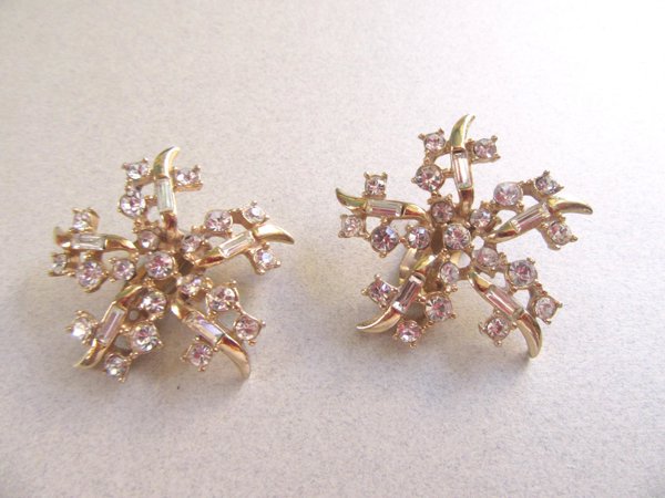 1950s Rhinestone Earrings Vintage Jewelry 