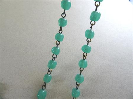 Vintage Green Glass Bead Chain Lot Destah Jewelry Making Beads Old Stock 