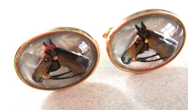 Vintage Krementz Horse Cufflinks Equestrian Mens Jewelry 