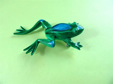 Enameled Frog Pin Toad Vintage Costume Jewelry Figural Blue Green