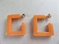 Bakelite Mod Pierced Earrings Melon Square Vintage Costume Jewelry