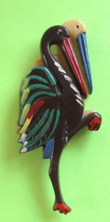 1940's Lucite Flamingo Pin Miami Souvenir Vintage Jewelry 