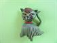 Anthropomorphic JJ Enameled Cat Pin Vintage Costume Jewelry Figural Jonette