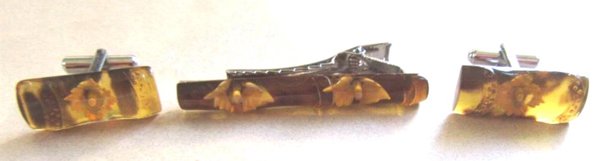 Vintage Carved Cufflinks Set Mens Jewelry 