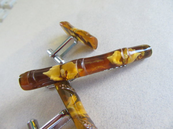Vintage Carved Cufflinks Set Mens Jewelry 