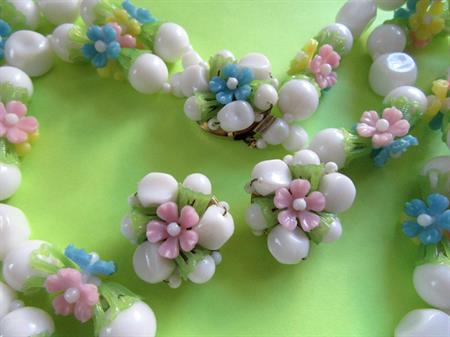 Fruit Salad Necklace Set Signed Hong Kong Vintage Jewelry