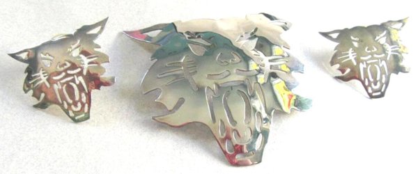 Sterling Silver Cougar Sterling  or Plate Set Artisan Figural