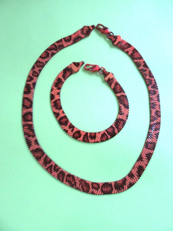 1980's Leopard Snake Necklace Set Korea Never Worn Vintage Jewelry