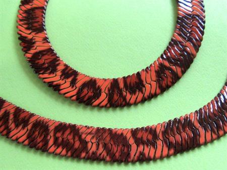 1980's Leopard Snake Necklace Matching Bracelet Set Korea Old Stock Big Cat Vintage Costume Jewelry