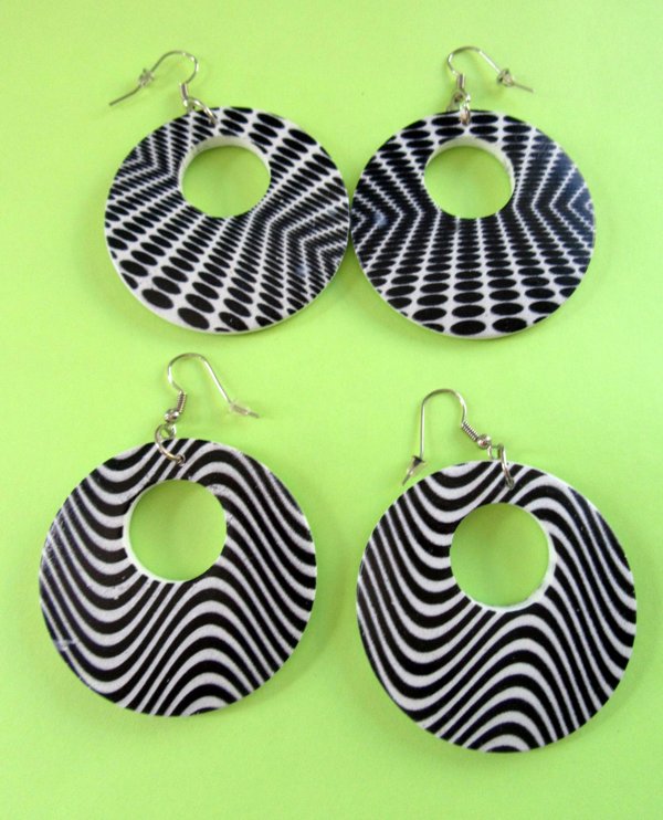 Retro Op Art Earrings Mod Style Vintage Jewelry