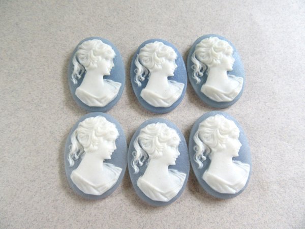 Wedgwood Small Blue Resin Cameos Lot Hong Kong 65 Pieces Jewelry Making