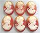 Vintage Resin Cameo Cabochons Hong Kong  Facing Right  Lot 6 Pieces Jewelry Making Supplies Destash