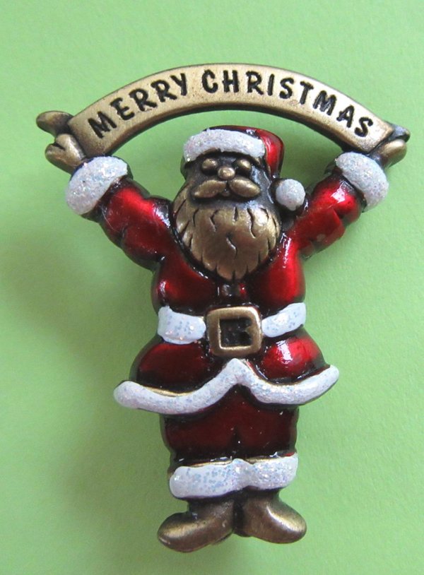 Merry Christmas Retro Santa Pin Holiday Jewelry
