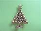 Red Rhinestone Christmas Tree Pin Holiday Costume Jewelry Figural