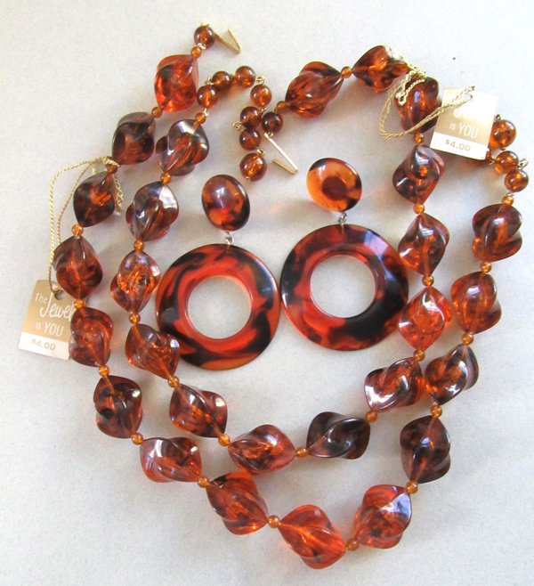 Lucite Choker Necklaces Earrings Vintage Jewelry