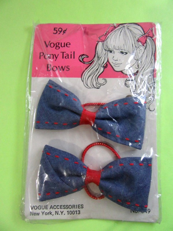 Vintage Vogue 1970's Pony Tail Bows 70's Hair Accessories 