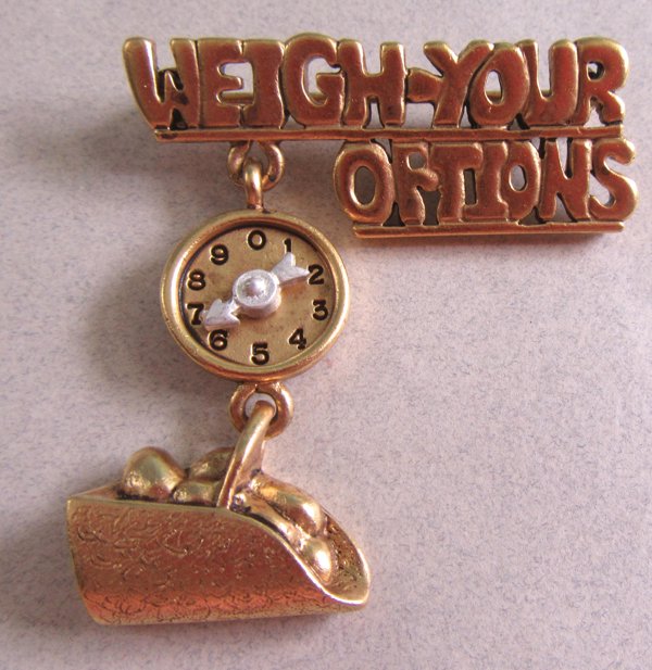 Vintage Danecraft Weigh Your Options Pin Signed Jewelry