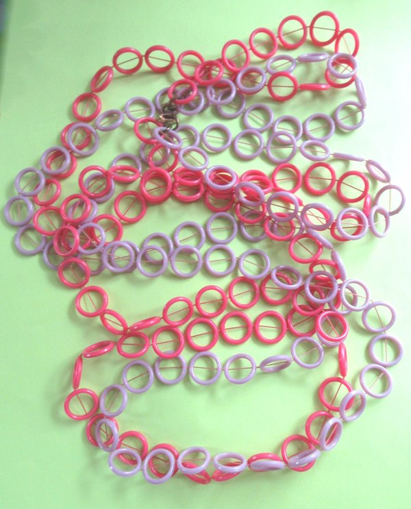 Mod Long Necklace Pink Purple Vintage Jewelry