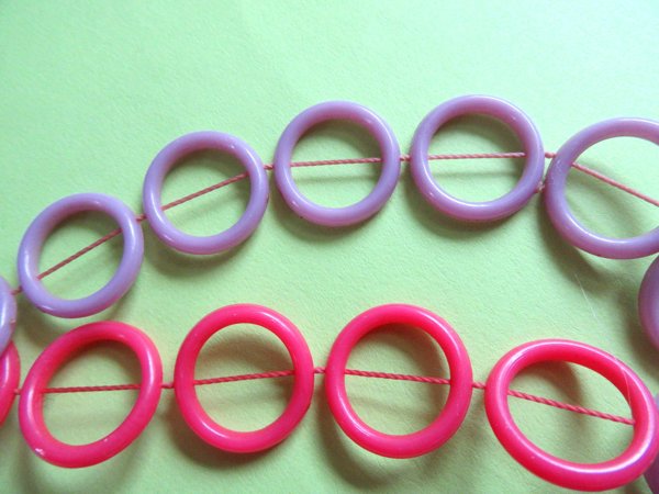 Mod Long Necklace Pink Purple Vintage Jewelry