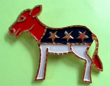 1970's Donkey Pin Never Worn Red White Democrat Dems