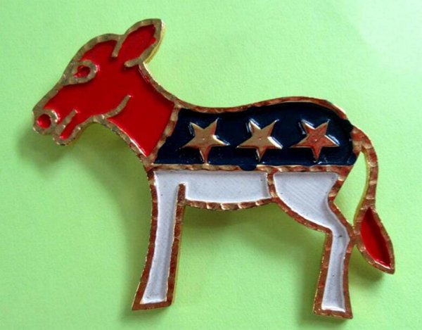 1970's Donkey Pin Never Worn Red White Democrat Dems