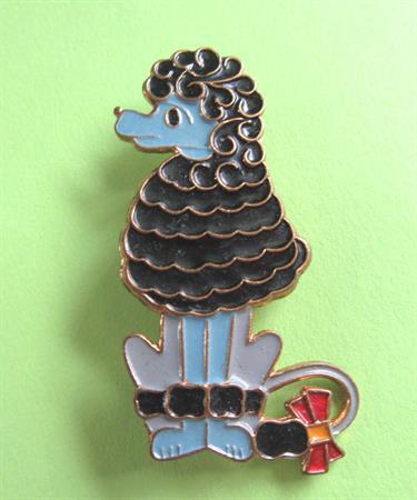 Black Poodle Pin Aluminum Vintage Costume Jewelry Russia Poodles