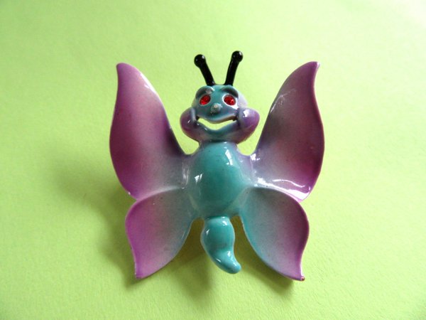 Vintage Anthropomorphic Butterfly Pin Signed JJ Vintage Jewelry