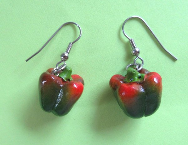 Vintage Green Pepper Earrings Veggies  