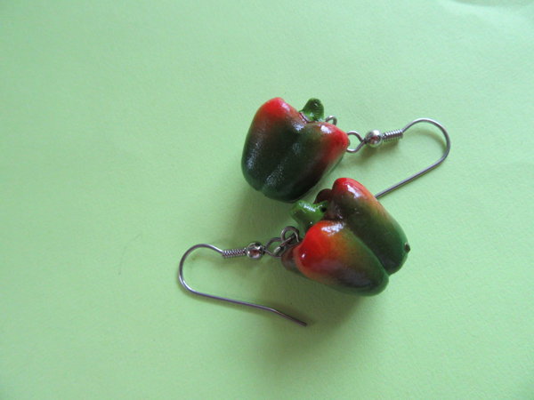 Vintage Green Pepper Earrings Veggies  