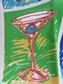 Cecil Saydah Retro Martini Glasses Dish TWO Tea Towels 100% Cotton Bar Kitchen Accessories Entertaining Op Art Warhol Style 