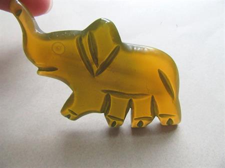 Carved Lucite Elephant Pin Figural Vintage Costume Jewelry Pachyderm