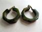 Bakelite Clip On Hoop Earings Dark Spinach Green Vintage Costume Jewelry