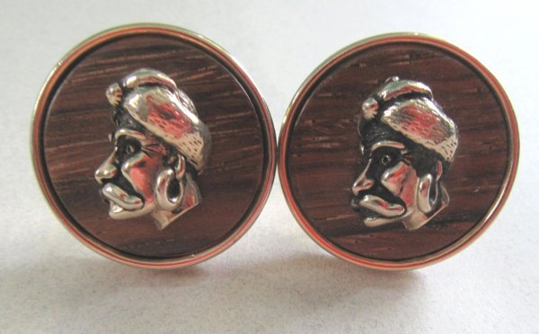 Vintage Swank Cufflinks Man in Turban Mens Jewelry 
