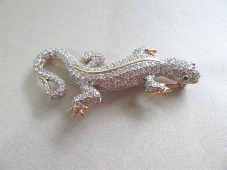 Rhinestone Lizard Pin Brooch Old Stock Never Worn Costume Jewelry Figural