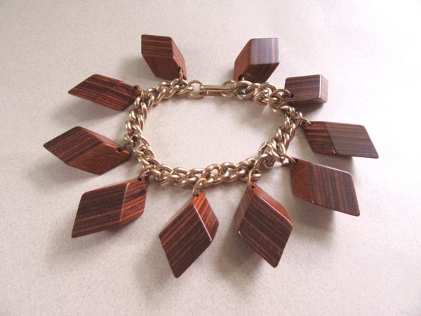Vintage Bakelite Infused Wood Bracelet 