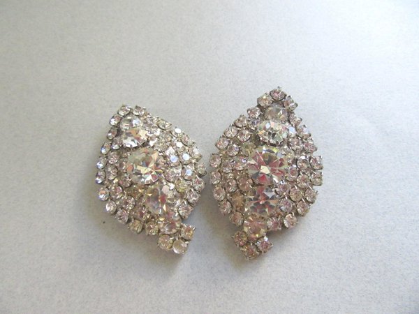 Rhinestone Earrings Vintage Jewelry 1950s Accessories