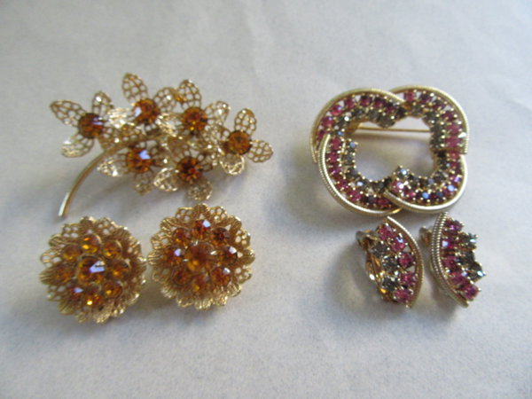 Rhinestone Pin Set Lot Vintage Jewelry 