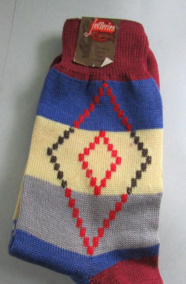 Men's Argyle Socks Jeffries Anklets Label Size 12 Vintage Clothing Accessories 